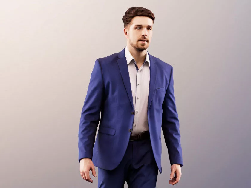 Kilian 11589 - Business Man In Blue Suit Walking 3D model