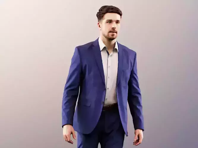 Kilian 11589 - Business Man In Blue Suit Walking 3D model