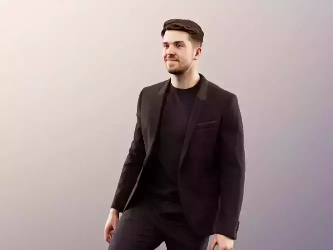 Kilian 11591 - Smiling Guy In A Black Suit Stepping Up  3D model