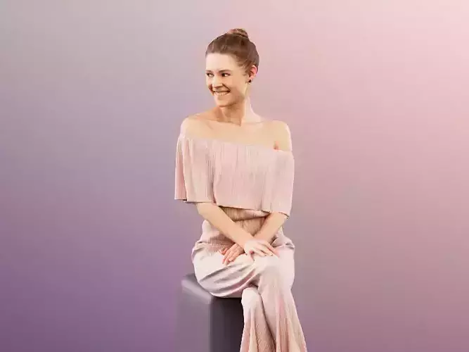 Bella 11642 - Summer Girl Sitting And Looking To The Right