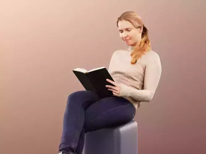 Summer 11667 - Woman casually sitting and reading 3D model