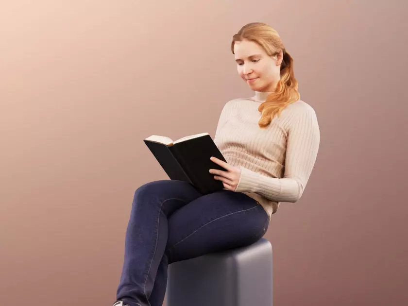 Summer 11667 - Woman casually sitting and reading 3D model_0