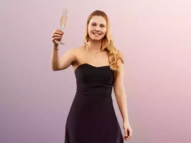 Summer 11675 - elegant woman party champagne black dress