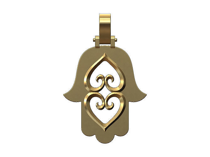 Double floral heart hand of fatima pendant  3D print model