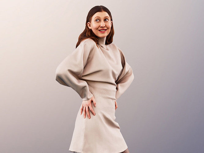Marina 11704 - sweet girl in short dress smiling 3D model