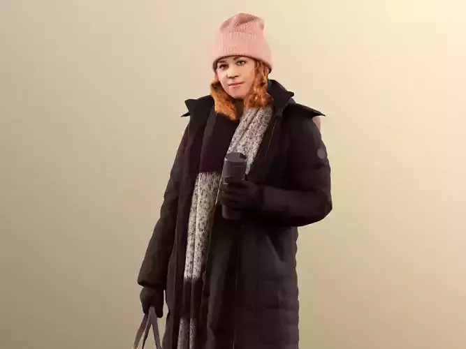 Cora 11710 - Woman wintercoat coffee bag shopping 