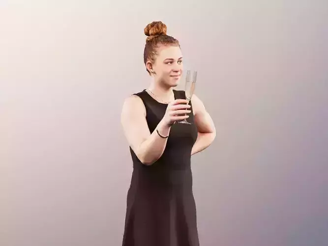 Cora 11716 - Woman in evening dress with glass of champagne