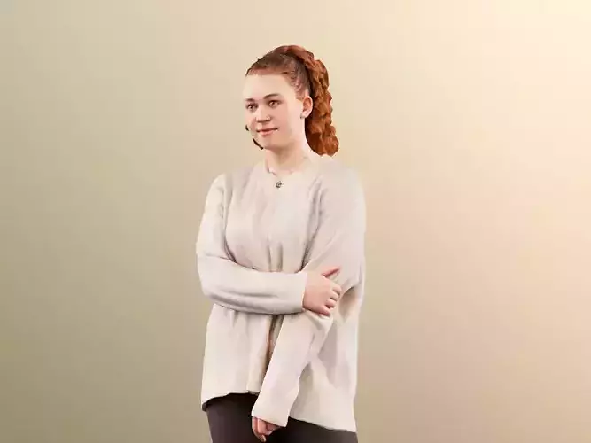 Cora 11718 - Young redhair woman standing casual pullover 3D model