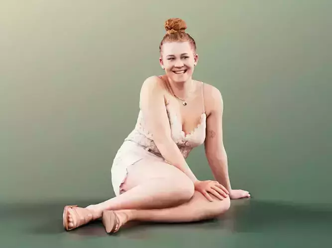 Cora 11721 - Sweet redhair girl sitting on lawn