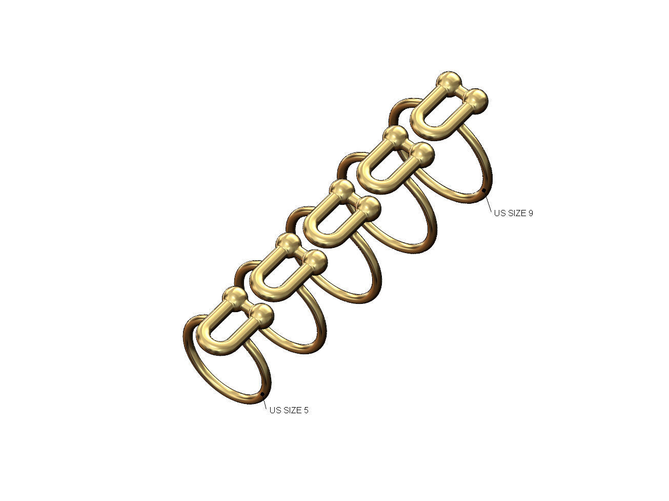 Hardware link band US sizes 5to9 3D print model_1