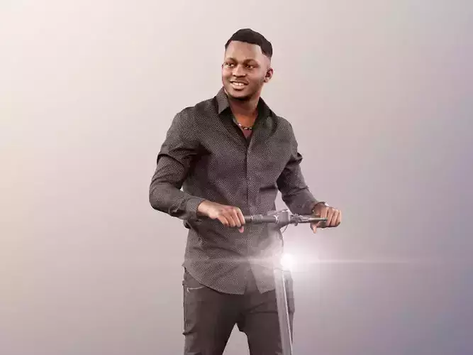 Danny 11738 - Black Young Man On Scooter Riding Casual 