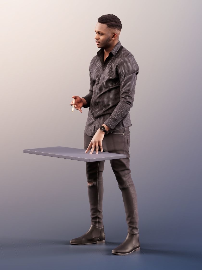 Danny 11739 - Presenting Standing Office Man Black African  3D model_3