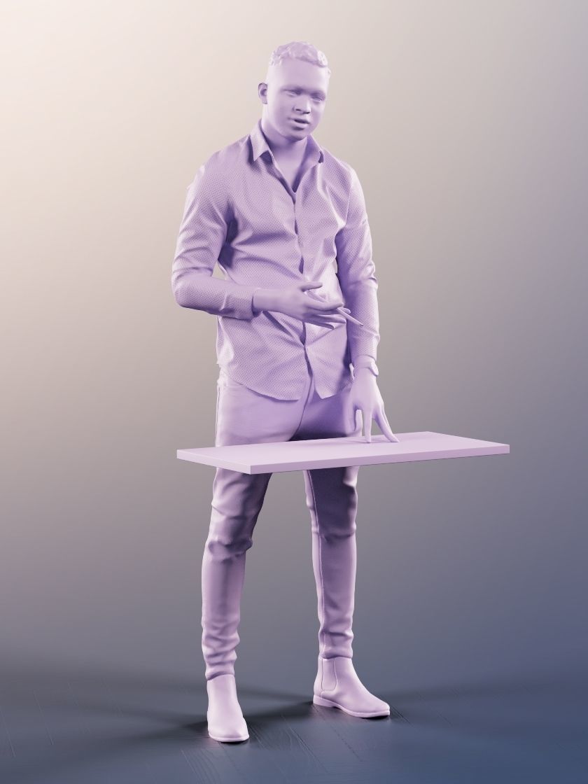 Danny 11739 - Presenting Standing Office Man Black African  3D model_4