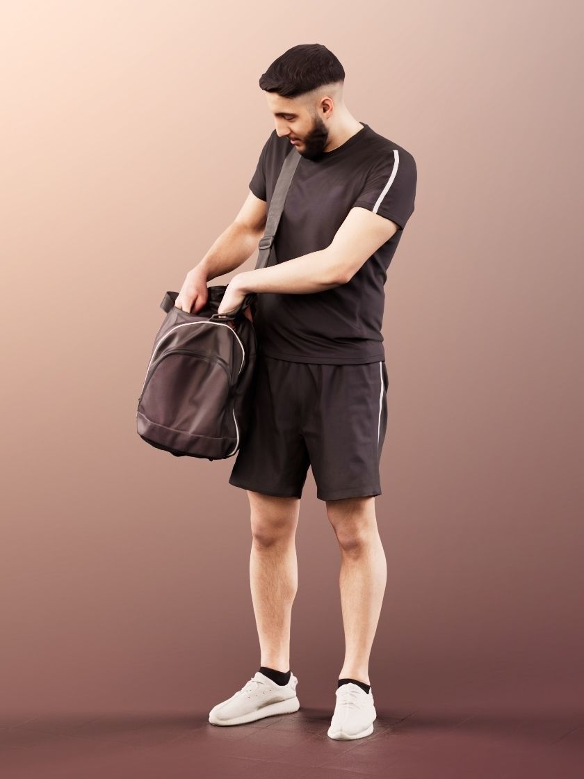 Farid 11760 - Sport Young Man With Bag And Beard 3D model_2