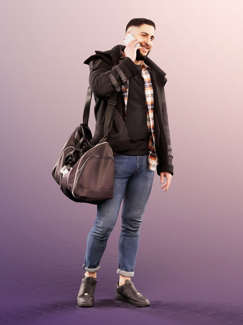 Farid 11761 - Warm Clothing With Bag Travelling With Phone 3D model_3