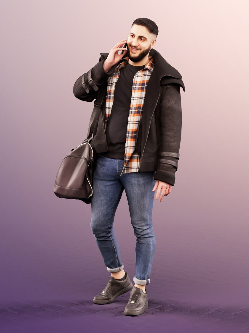 Farid 11761 - Warm Clothing With Bag Travelling With Phone 3D model_2