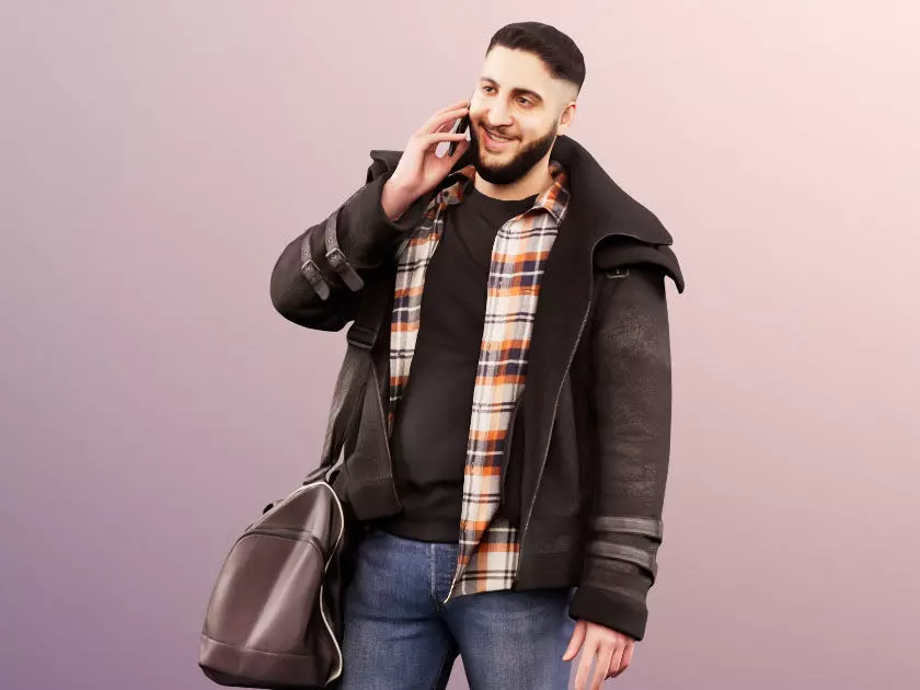 Farid 11761 - Warm Clothing With Bag Travelling With Phone 3D model_0