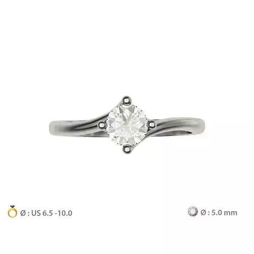 N235-01 Twisted head engagement solitaire ring 3D print model