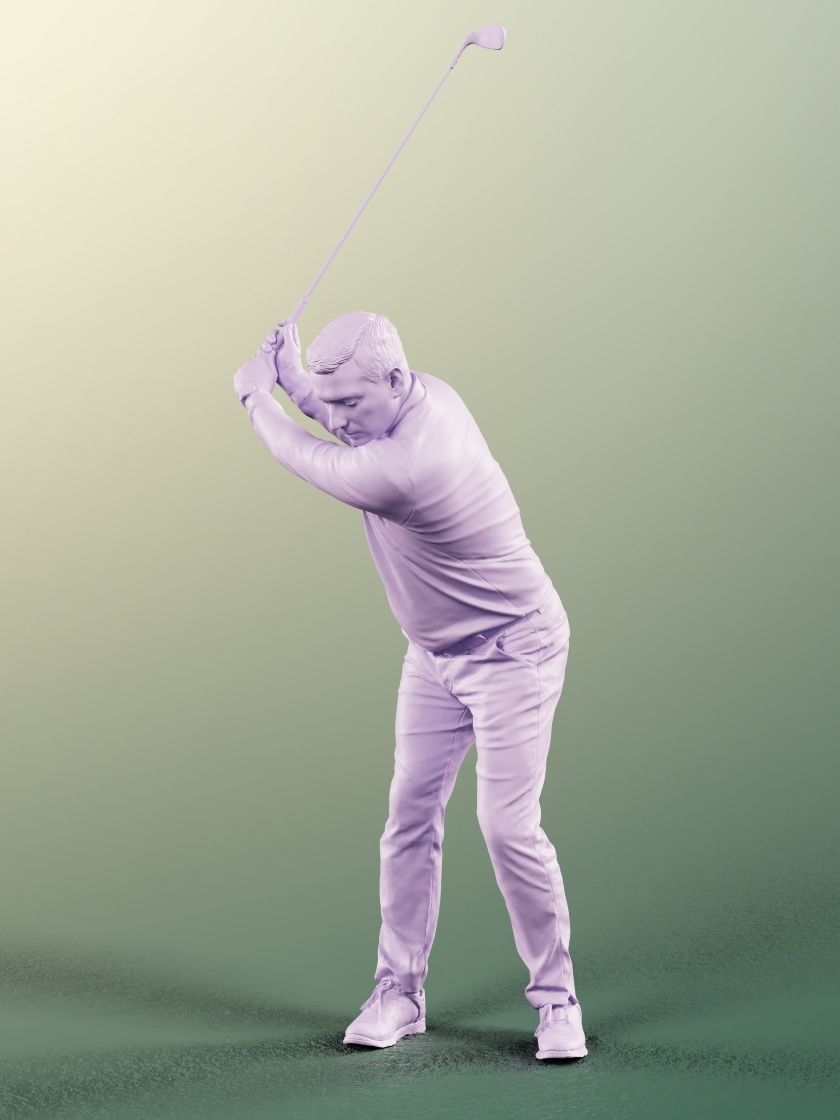 Steve 11780 - Golfer Swinging At The Ball With Golfbag 3D model_4