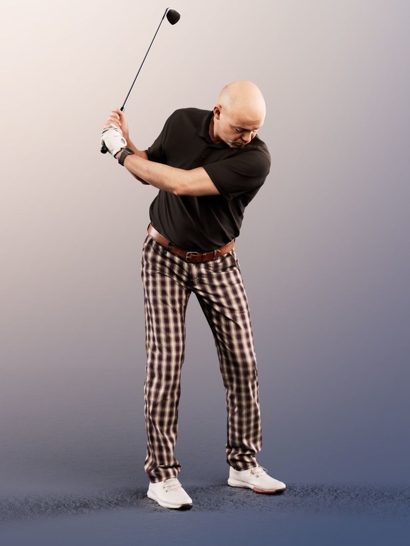 Ralph 11801 - Golfer Golfplayer With Caddy 3D model_2