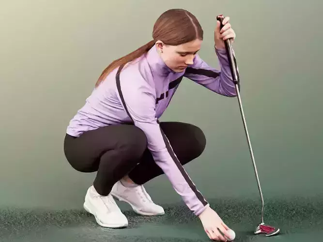 Faye 11810 - Female Golfer Placing The Ball With Golf Caddy 3D model Faye 11810 - Female Golfer Placing The Ball With Golf Caddy 3D model