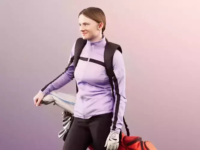 Faye 11811 - Golfer Girl With Her Bag