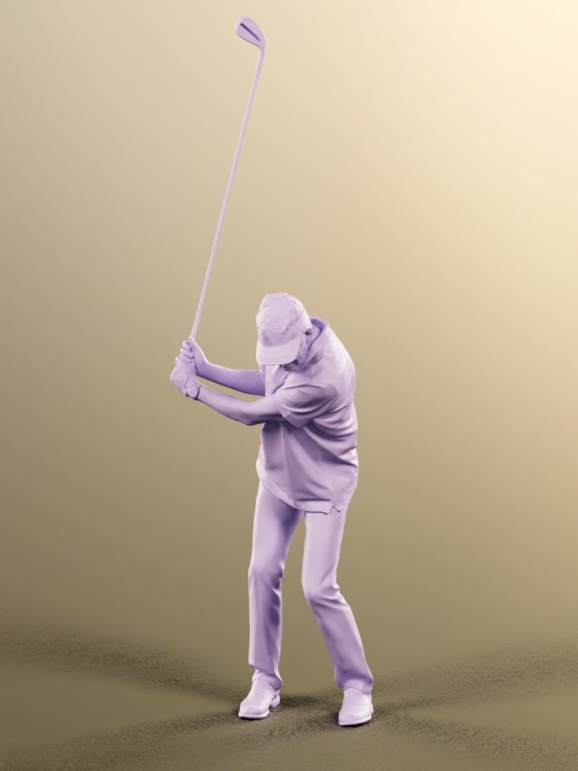 Norman 11821 - Golfer Golfplayer Hitting With Caddy  3D model_4