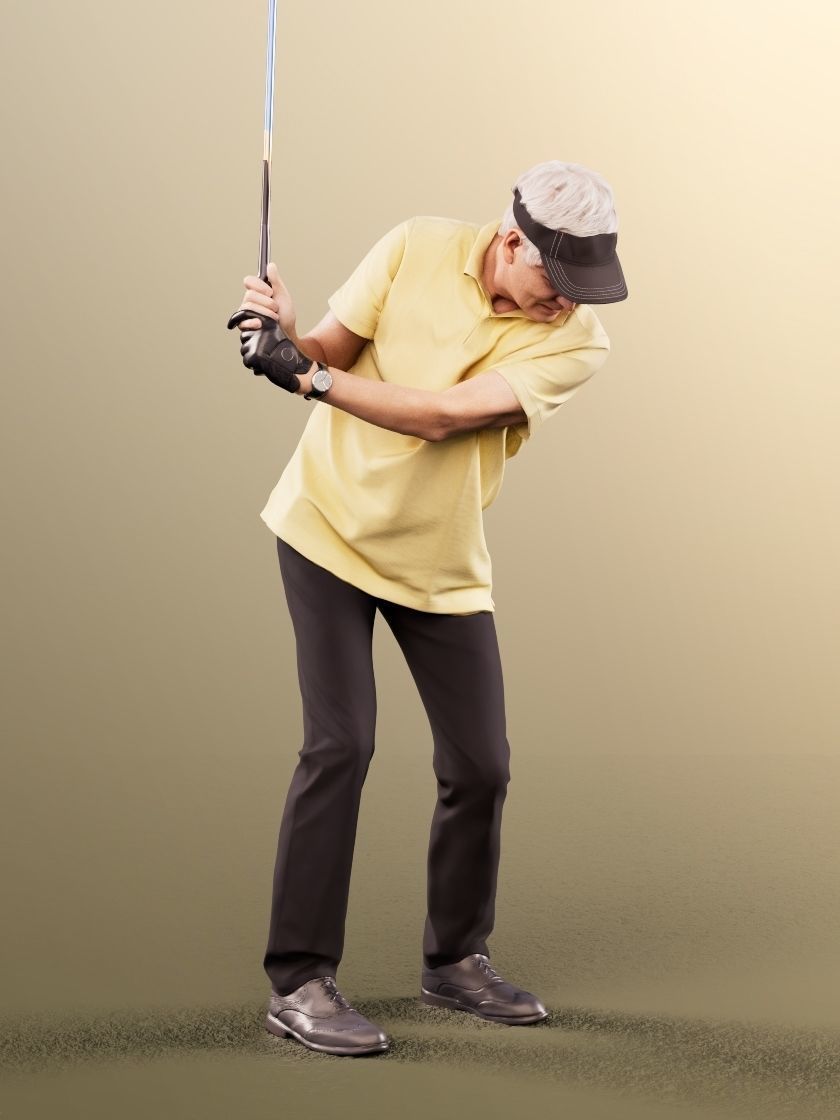 Norman 11821 - Golfer Golfplayer Hitting With Caddy  3D model_2