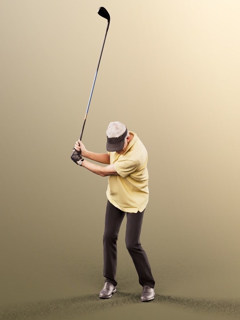 Norman 11821 - Golfer Golfplayer Hitting With Caddy  3D model_3