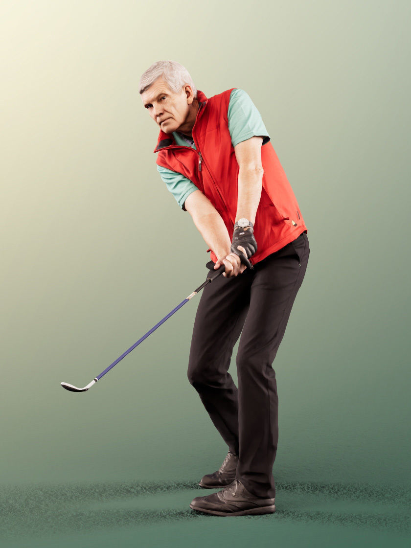 Norman 11822 - Golfer Golfplayer Hitting Caddy Best-Ager 3D model_2