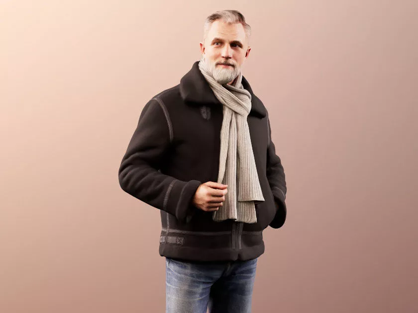 Alex 11830 - Man in warm winter jacket chatting 3D model
