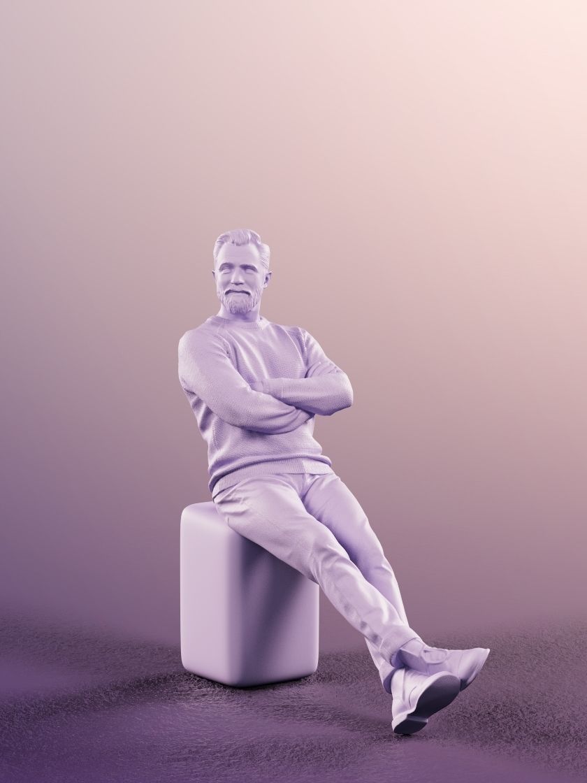 Alex 11832 - Best ager hipster beard man sitting casual  3D model_4