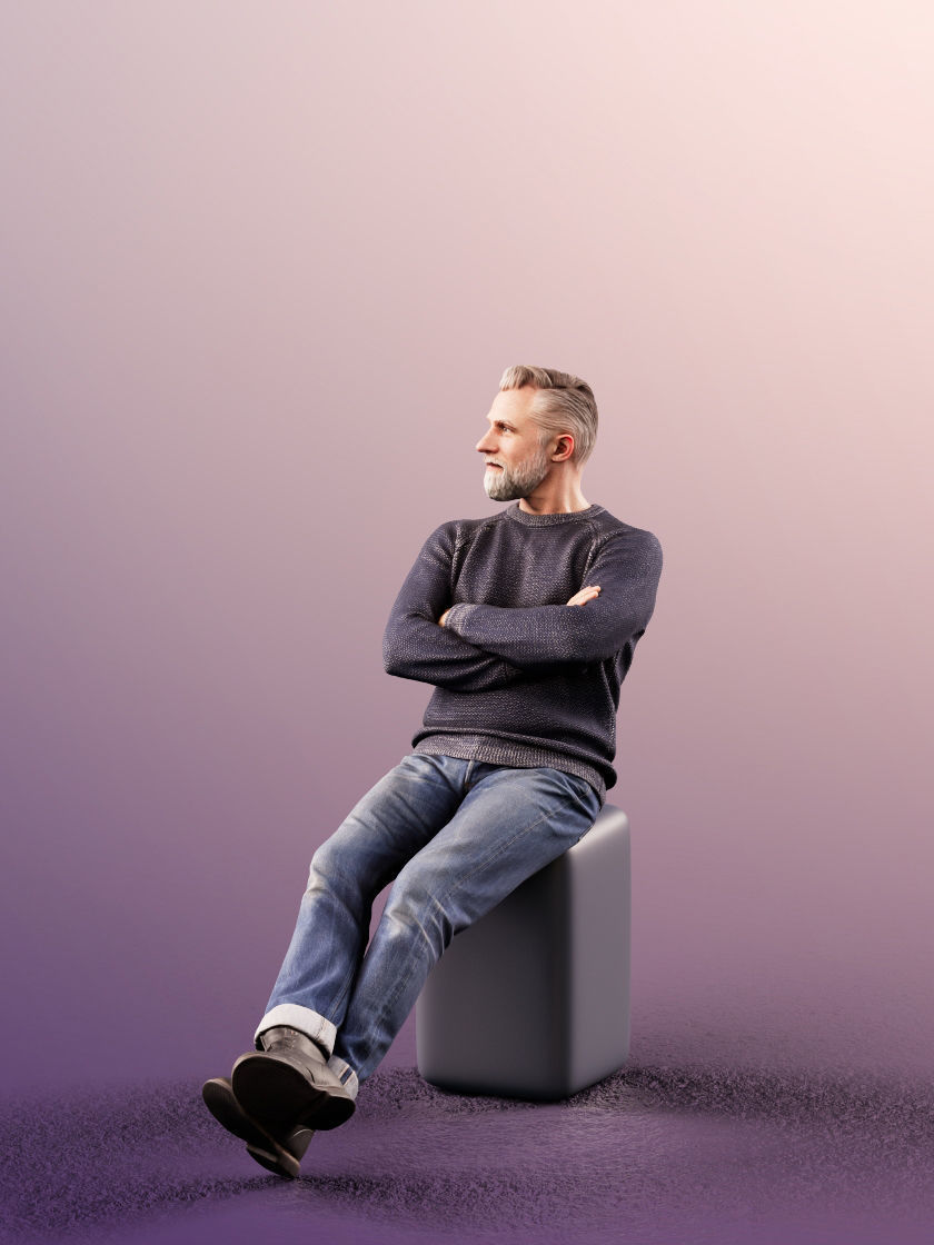 Alex 11832 - Best ager hipster beard man sitting casual  3D model_3
