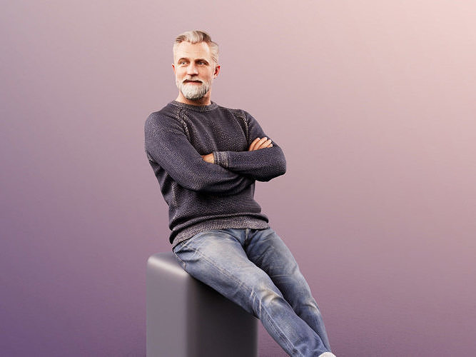 Alex 11832 - Best ager hipster beard man sitting casual  3D model