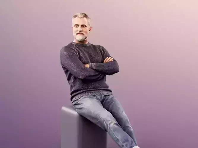 Alex 11832 - Best ager hipster beard man sitting casual  3D model