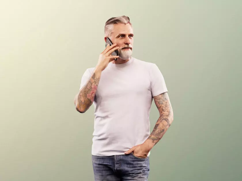 Alex 11835 - casual hipster beard guy on phone short pants 3D model_0