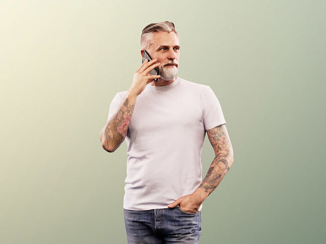 Alex 11835 - casual hipster beard guy on phone short pants 3D model