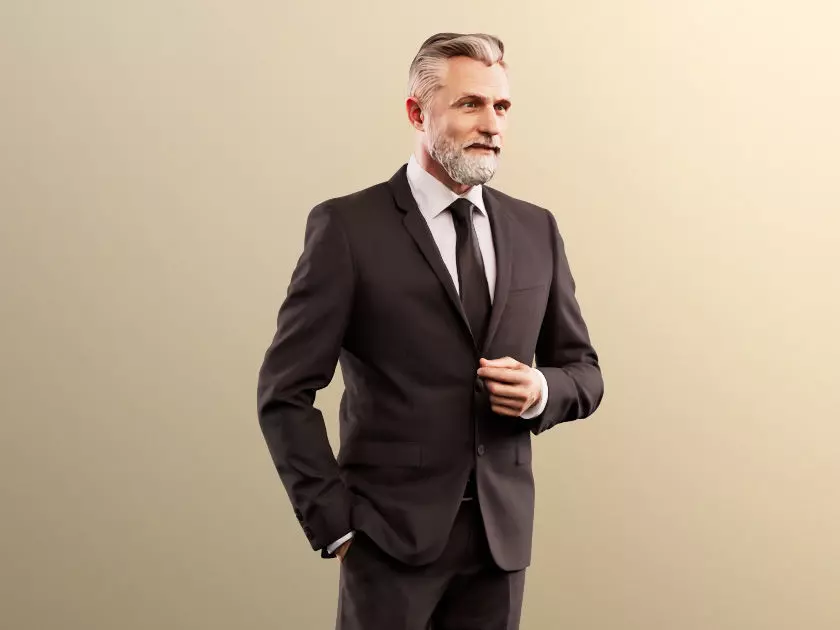 Alex 11837 - Business man beard gray best ager boss  3D model_0