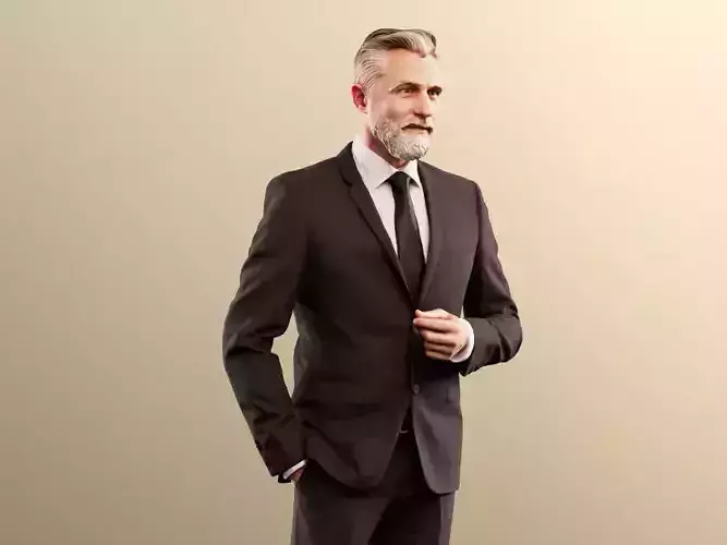 Alex 11837 - Business man beard gray best ager boss  3D model