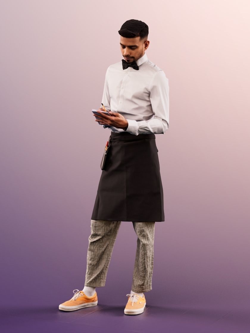 Kabir 11872 - Waiter Taking Order Restaurant Bistro Cafe 3D model_3