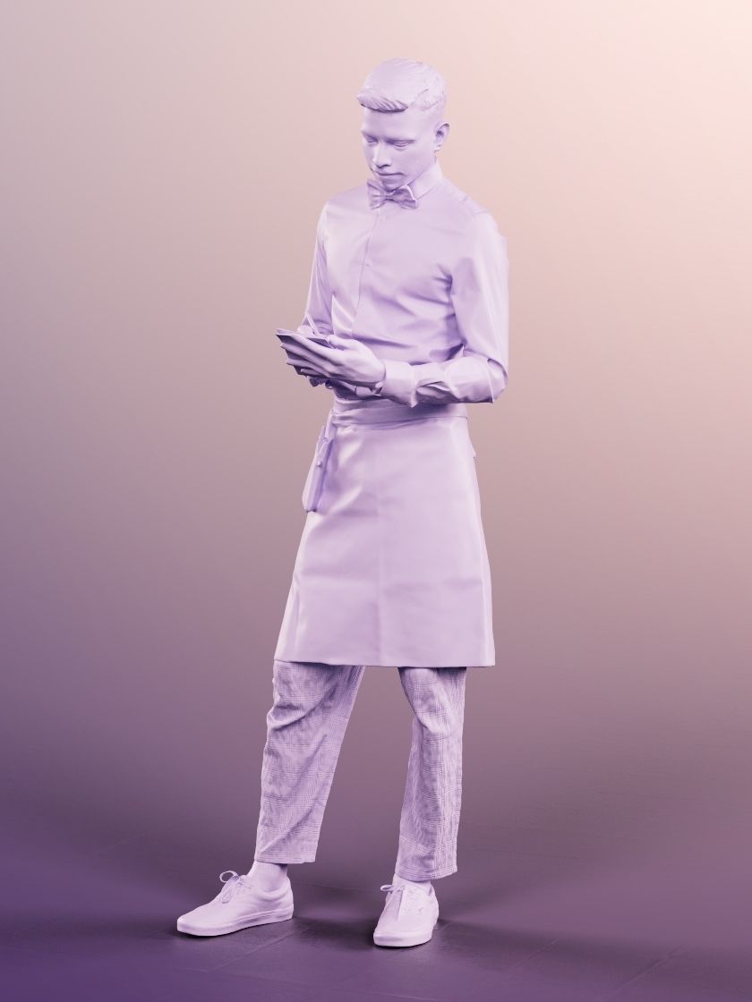 Kabir 11872 - Waiter Taking Order Restaurant Bistro Cafe 3D model_5