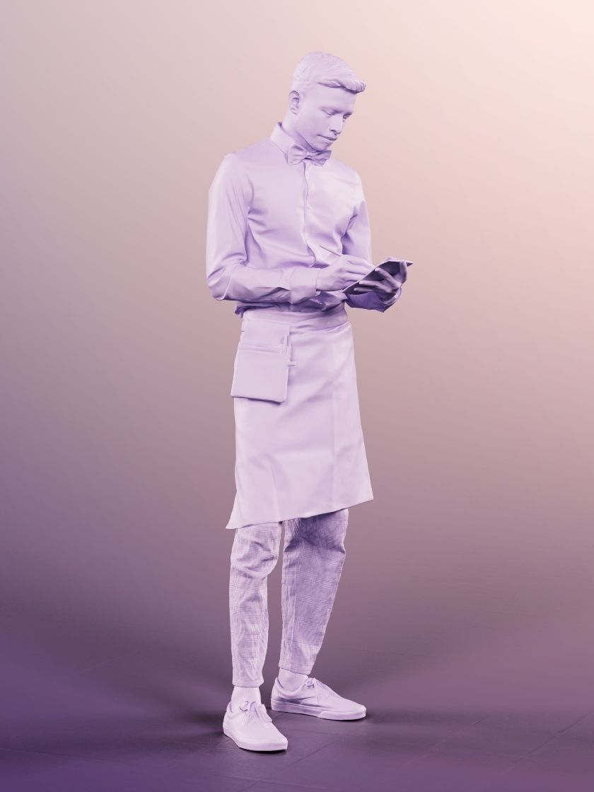 Kabir 11872 - Waiter Taking Order Restaurant Bistro Cafe 3D model_4