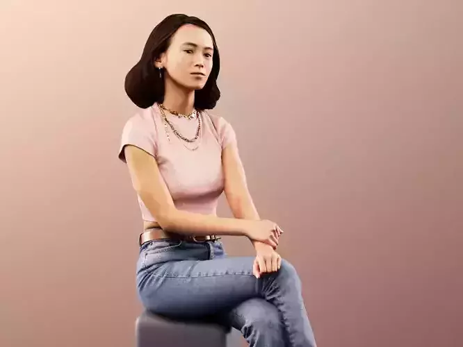 Anissa 11881 - asian girl sitting casual sweet pretty