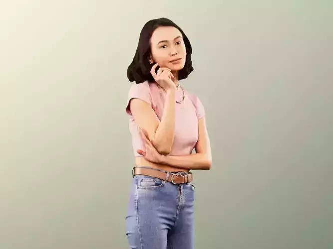 Anissa 11884 - Asian girl standing talking on phone