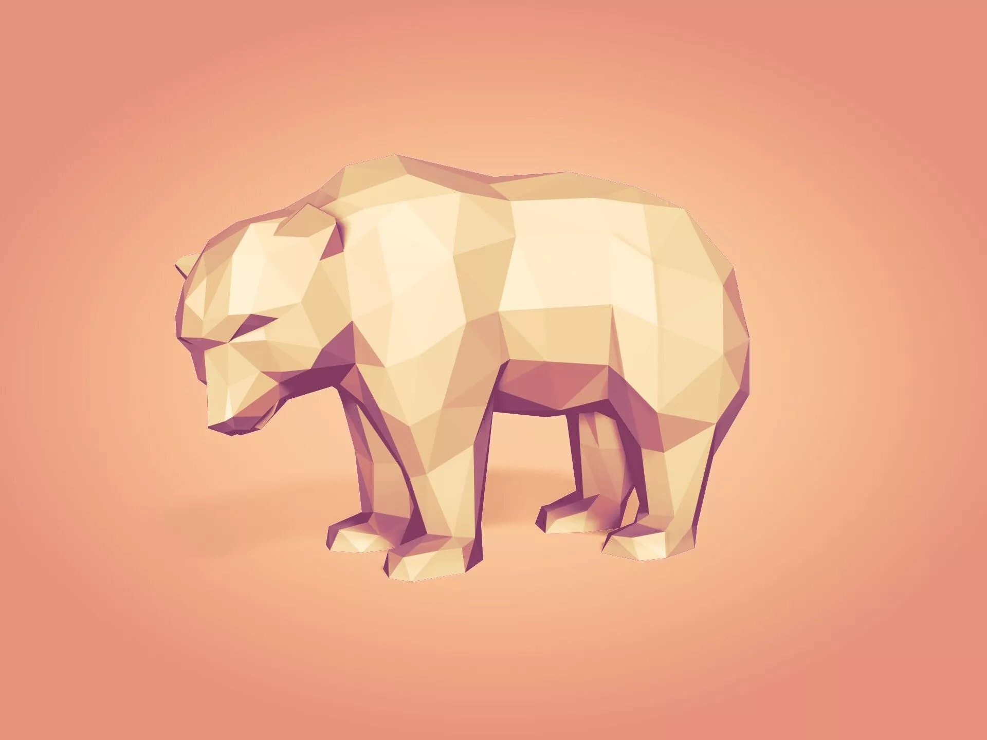 Polygonal Bear Statue -- Ready for 3D Printing 3D print model
