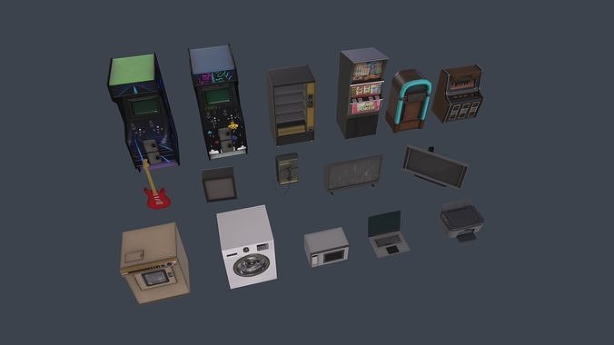 Low poly tech props pack Low-poly 3D model