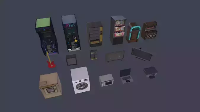 Low poly tech props pack Low-poly 3D model