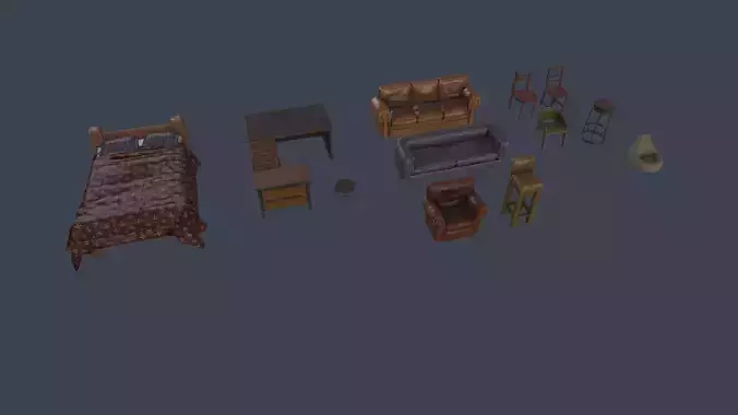 Low poly living room pack