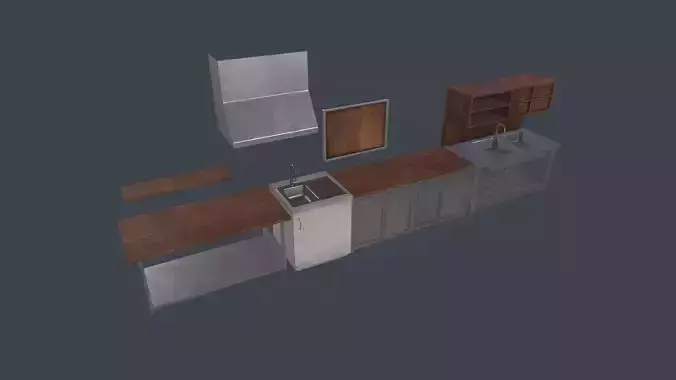 Low poly kitchen props 