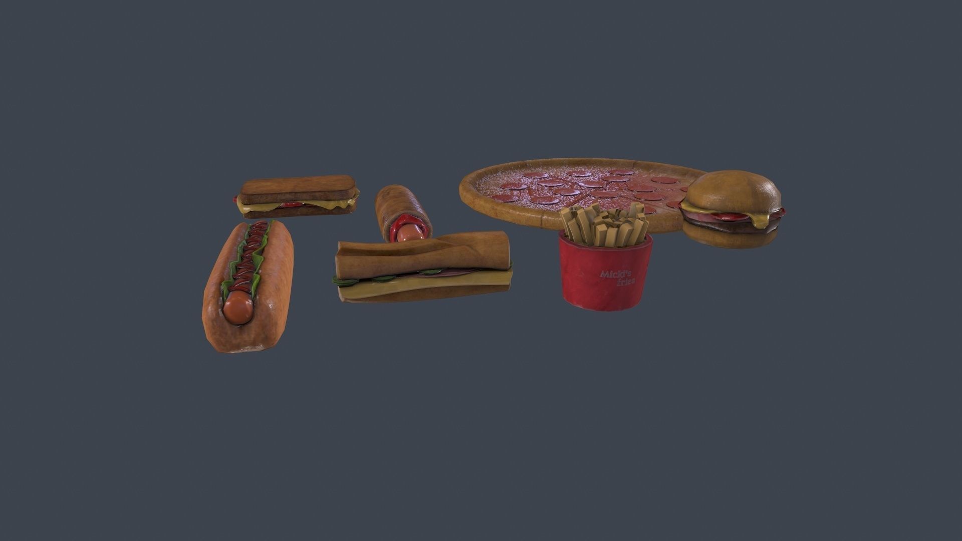 Low poly food pack Low-poly 3D model_1